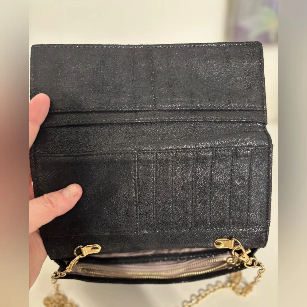 Urban Expressions Black Vegan Leather Wallet on Chain Crossbody Clutch